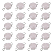 20Pcs Natural Rose Quartz Connector Charms, Half Round Links, with Platinum Tone 304 Stainless Steel Findings, 12x19.5x5mm, Hole: 2mm(G-UN0001-22A)