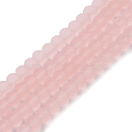 Transparent Glass Beads Strands, Faceted, Frosted, Rondelle, Pink, 8mm, Hole: 1mm, about 65~68pcs/strand, 15.7~16.1 inch(40~41cm)(EGLA-A034-T8mm-MD22)