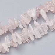 Natural Rose Quartz Beads Strands, Chip, 10~30x4~10x1~7mm, Hole: 1mm, about 80~85pcs/strand, 15.55 inch(G-S338-17)