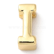 Rack Plating Brass Slide Charms, Cadmium Free & Lead Free, Real 18K Gold Plated, Letter, Letter I, 7.5x3x3.5mm, Hole: 1.5mm(KK-M254-15G-I)