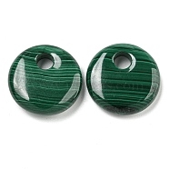 Natural Malachite Pendants, Flat Round Charms, 20x6mm, Hole: 4.5mm(G-Q185-01A-01)