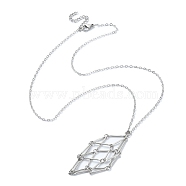 304 Stainless Steel Macrame Pouch Empty Stone Holder for Pendant Necklaces Making, with Brass Cable Chains, Stainless Steel Color, 17.95 inch(45.6cm)(NJEW-JN04384-01)