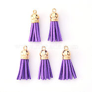 Faux Suede Tassel Pendant Decorations, with CCB Plastic Cord Ends, Light Gold, 33~35x10mm, Hole: 2.5mm(X-FIND-R095-024LG)