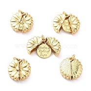 Brass Micro Pave Clear Cubic Zirconia Pendants, Long-Lasting Plated, Flower with Word You're a Light of Hope
, Real 18K Gold Plated, 18x18x5.5mm, Hole: 5mm(X-KK-D004-09G)