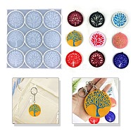 Flat Round with Tree of Life Pendant Silicone Molds, Resin Casting Molds, for UV Resin, Epoxy Resin Jewelry Making, White, 228.5x216x6mm, Hole: 3mm, Inner Diameter: 70mm(DIY-L071-04)