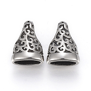 304 Stainless Steel Cord Ends, End Caps, Antique Silver, 14x10.5x7mm, Hole: 4x6mm, Inner: 4x8.5mm(STAS-F169-95AS)