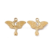 Ion Plating(IP) 304 Stainless Steel Pendants, Butterfly with Moon Charm, Real 18K Gold Plated, 24x25x2mm, Hole: 3mm(STAS-B031-36G)