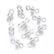 Aluminum Hair Braid Dreadlock Beads, Dread Cuff Coil, Wire Hair Coil Cuffs, 5 Loops, Silver, 22~23x10mm, Hole: 4mm, 8mm Inner Diameter(X-ALUM-S017-001B)