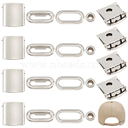 30 Sets Stainless Steel Peaked Cap Adjuster Kits, Baseball Cap Buckle with Eyelet, Stainless Steel Color, 21x21.5x6.5mm, Hole: 5mm(FIND-BC0004-67P)