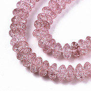 Crackle Glass Beads, Dyed & Heated, Rondelle, Pale Violet Red, 8x4mm, Hole: 1mm, about 89~95pcs/strand, 15.16~15.55 inch(38.5~39.5cm)(GLAA-S192-004C)
