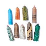 Natural & Synthetic Gemstone Tower Home Display Decoration, Healing Stone Wands, for Reiki Chakra Meditation Therapy Decos, Hexagon Prism, 73~104x21~31x19~26mm(DJEW-G036-01)