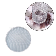DIY Flat Round/Square Corrugated Cup Mat Silicone Molds, Resin Casting Wave Pattern Coaster Molds, For UV Resin, Epoxy Resin Craft Making, Flat Round, 106x10mm(SIMO-H009-02A-02)