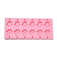 DIY Lollipop Making Food Grade Silicone Molds, Candy Molds, Dog Paw Print, 12 Cavities, Pink, 115x264x8mm, Inner Diameter: 32x35mm, Fit for 3mm Stick(DIY-P065-04)