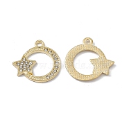 Alloy Rhinestones Pendants, Ring with Star Charms, Light Gold, 20x20x1.5mm, Hole: 1.8mm(FIND-A024-21LG)