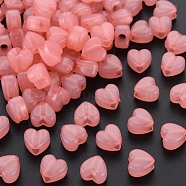 Imitation Jelly Acrylic Beads, Heart, Salmon, 8x8.5x5.5mm, Hole: 2.5mm, about 2030pcs/500g(MACR-S373-95-EA03)
