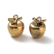 Ion Plating(IP) 304 Stainless Steel Charm, 3D Apple Charm, Real 18K Gold Plated, 11x8mm, Hole: 1.6mm(STAS-M323-53G)