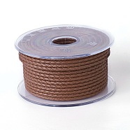 Braided Cowhide Cord, Leather Jewelry Cord, Jewelry DIY Making Material, Sienna, 3mm, about 5.46 yards(5m)/roll(WL-I003-3mm-D-12)