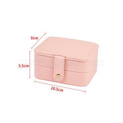 Rectangle PU Imitation Leather Jewelry Storage Boxes, Jewellery Organizer Travel Case, for Necklace, Ring Earring Holder, Pink, 9x10.5x5.5cm(PAAG-PW0003-10A-02)