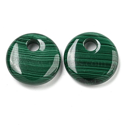 Natural Malachite Pendants, Flat Round Charms, 20x6mm, Hole: 4.5mm(G-Q185-01A-01)