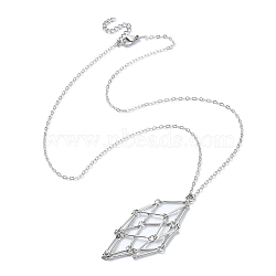304 Stainless Steel Macrame Pouch Empty Stone Holder for Pendant Necklaces Making, with Brass Cable Chains, Platinum, 17.95 inch(45.6cm)(NJEW-JN04384-01)