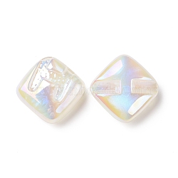Rainbow Iridescent Plating Acrylic Beads, Glitter Beads, Rhombus with Letter H Pattern, White, 29.5x29.5x14mm, Hole: 3.2mm(OACR-A010-06F)