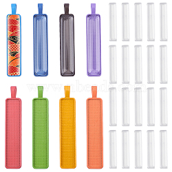 CHGCRAFT DIY 8 Colors Rectangle Pendant Making Kits, Including Alloy Big Pendants Cabochon Settings, Transparent Glass Cabochons, Mixed Color, Settings: 60.5x12x2mm, Hole: 6.5mm, 32pcs/box(DIY-CA0001-47-RS)