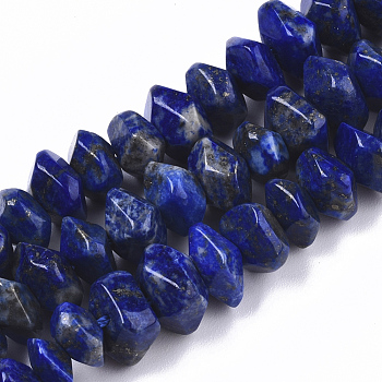 Natural Lapis Lazuli Beads Strands, Nuggets, Faceted, 9.5~11x6~7mm, Hole: 1.2mm, about 30~32pcs/strand, 7.48 inch(19cm)