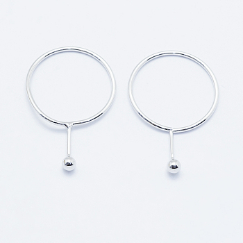 Long-Lasting Plated Brass Linking Rings, with Round Ball, Real Platinum Plated, Nickel Free, 29.5x19.5x1mm, 17.5mm inner diameter