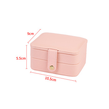 Rectangle PU Imitation Leather Jewelry Storage Boxes, Jewellery Organizer Travel Case, for Necklace, Ring Earring Holder, Pink, 9x10.5x5.5cm