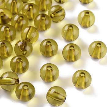 Transparent Acrylic Beads, Round, Goldenrod, 10x9mm, Hole: 2mm, about 940pcs/500g