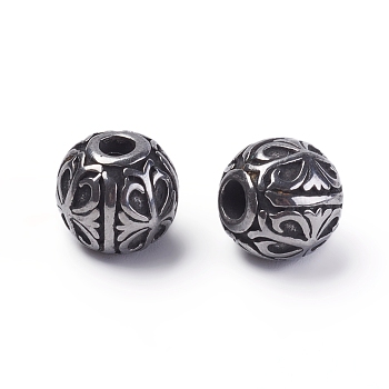 304 Stainless Steel Beads, Rondelle, Antique Silver, 11.5x10.5mm, Hole: 3.5mm