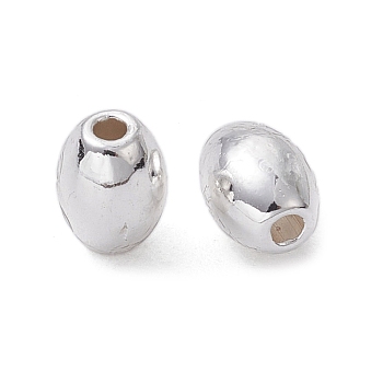 Alloy Beads, Rice, Long-Lasting Plated, Silver, 5x4mm, Hole: 1mm