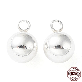 925 Sterling Silver Pendants, Bell Charm, Silver, 11x8mm, Hole: 1.8mm