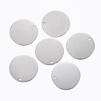 304 Stainless Steel Stamping Blank Tag Pendants, Flat Round, Stainless Steel Color, 20x0.5mm, Hole: 1.5mm