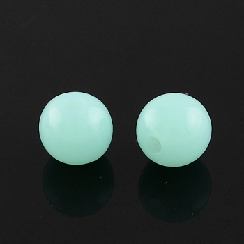 Fluorescent Acrylic Beads, Round, Light Blue, 6mm, Hole: 1.5mm, about 3850pcs/500g