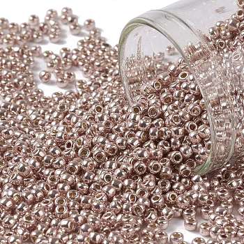 TOHO Round Seed Beads, Japanese Seed Beads, (PF552) PermaFinish Subtle Pink Metallic, 11/0, 2.2mm, Hole: 0.8mm, about 5555pcs/50g