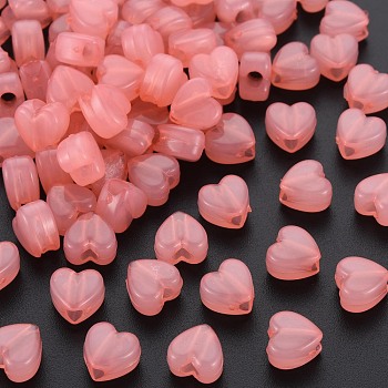 Imitation Jelly Acrylic Beads, Heart, Salmon, 8x8.5x5.5mm, Hole: 2.5mm, about 2030pcs/500g