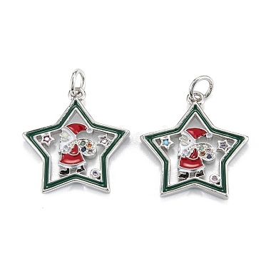 Real Platinum Plated Colorful Star Brass+Cubic Zirconia+Enamel Pendants