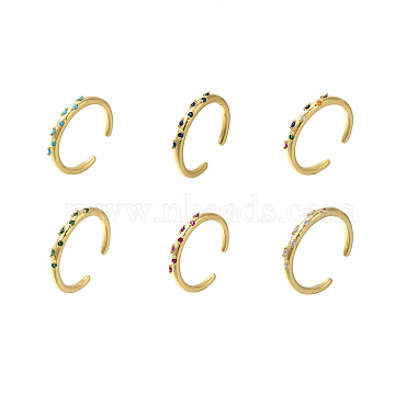 Mixed Color Brass+Cubic Zirconia Cuff Rings