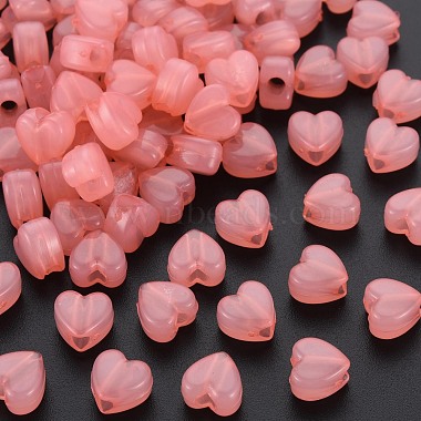 Salmon Heart Acrylic Beads