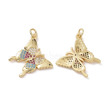 Real 18K Gold Plated Colorful Butterfly Brass+Cubic Zirconia Pendants