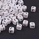 6MM Letter J White Letter Acrylic Cube Beads(X-PL37C9308-J)-1
