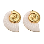 304 Stainless Steel Acrylic Pendants, Conch, Ion Plating(IP), Real 18K Gold Plated, 48x35x6mm, Hole: 1.4mm(STAS-C152-27A-G)