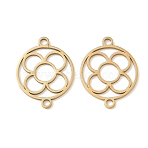 304 Stainless Steel Ring with Flower Connector Charms, Ion Plating(IP), Real 18K Gold Plated, 19x15x1mm, Hole: 1.5mm(STAS-P433-09G)