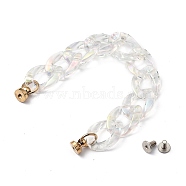 Transparent Acrylic Curb Chain for DIY Keychains, Phone Case Decoration Jewelry Accessories, with Brass Screw Nuts and Iron Screws, Clear AB, 165mm(HJEW-JM00400-02)