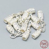 925 Sterling Silver Hook and S-Hook Clasps, Column, Silver, 42~43mm, S-Hook Clasp:15.5x5.5x2mm, Cord End:16~17x6.5mm, Inner Diameter: 4mm(STER-T002-29S)