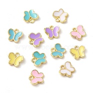 Alloy Enamel Charms, Butterfly Charm, Golden, Mixed Color, 8x8.4x2mm, Hole: 1.2mm(X-ENAM-Q507-04G)