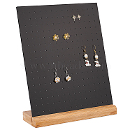 Acrylic Slant Back Earrings Display Stands, with Wood Base, L-Shaped Earring Organizer Holder for Earring Storage, Black, 26x7x21cm(EDIS-WH0005-25A)