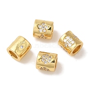 Column Rack Plating Brass Micro Pave Clear Cubic Zirconia European Beads, Large Hole Beads, Cadmium Free & Lead Free, Long-Lasting Plated, Real 18K Gold Plated, 8x7.5mm, Hole: 4.5mm(KK-A229-20G)