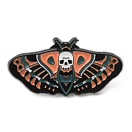 Halloween Theme Moth Enamel Pin, Electrophoresis Black Zinc Alloy Brooch for Backpack Clothes, Insects, 15.5x30.5x1.5mm(JEWB-E023-01EB-03)